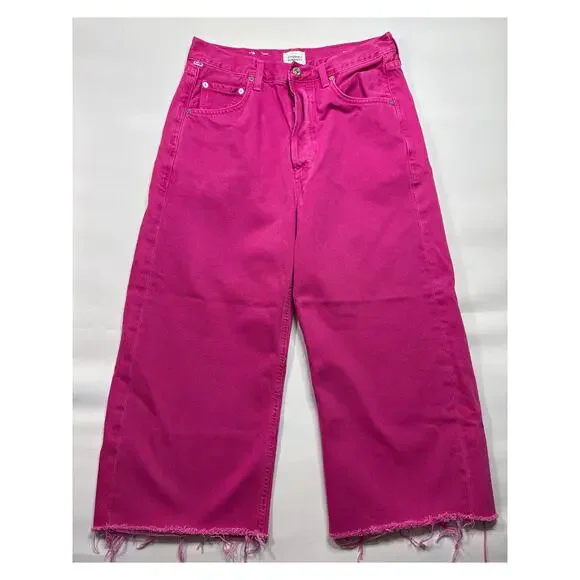 Citizens of Humanity Women's Ayla Undone Hem Crop Pink Denim Jeans -27 (28x20.5) - Picture 1 of 9
